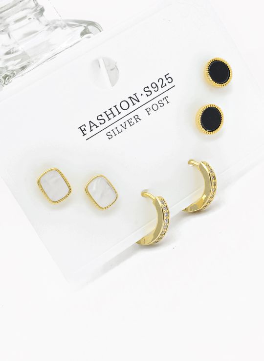 SET DE ARETES X 3 PARES RODIO XUPING /GARANTIZADO