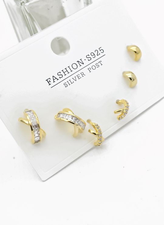 SET DE ARETES X 3 PARES RODIO XUPING /GARANTIZADO