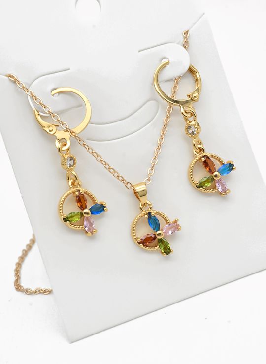 SET DE COLLAR Y DIJE EN RODIO CON MICROCIRCIONES/XUPING