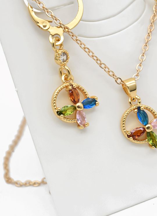 SET DE COLLAR Y DIJE EN RODIO CON MICROCIRCIONES/XUPING