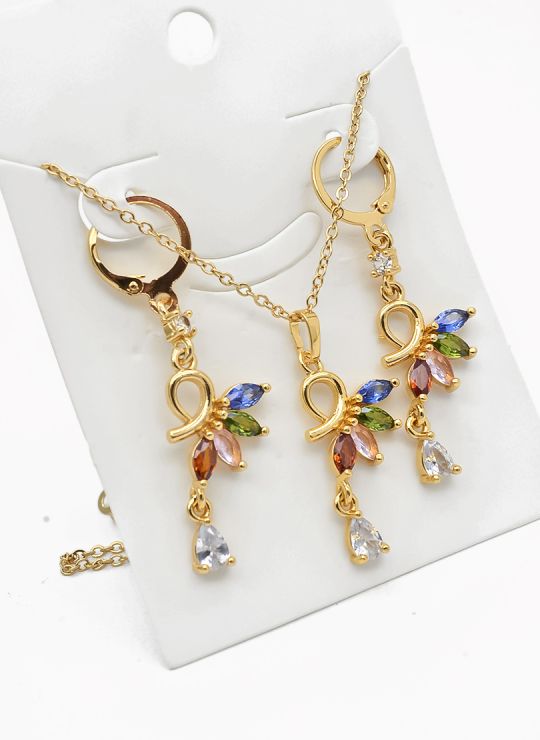 SET DE COLLAR Y DIJE EN RODIO CON MICROCIRCIONES/XUPING