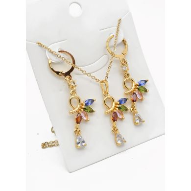 SET DE COLLAR Y DIJE EN RODIO CON MICROCIRCIONES/XUPING