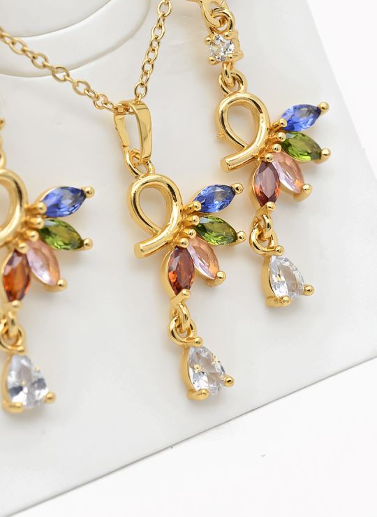 SET DE COLLAR Y DIJE EN RODIO CON MICROCIRCIONES/XUPING