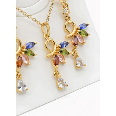 SET DE COLLAR Y DIJE EN RODIO CON MICROCIRCIONES/XUPING