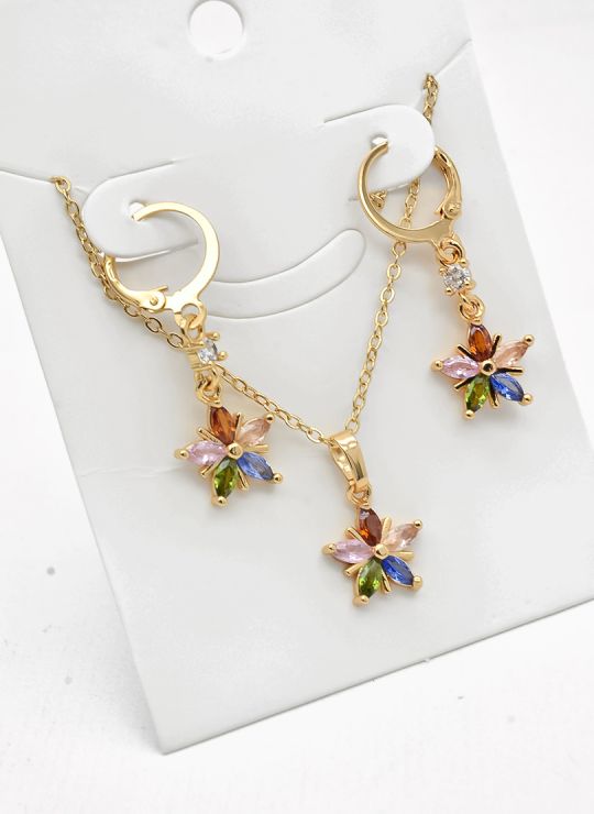 SET DE COLLAR Y DIJE EN RODIO CON MICROCIRCIONES/XUPING