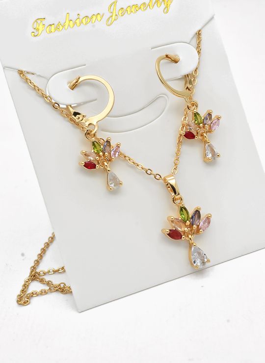 SET DE COLLAR Y DIJE EN RODIO CON MICROCIRCIONES/XUPING