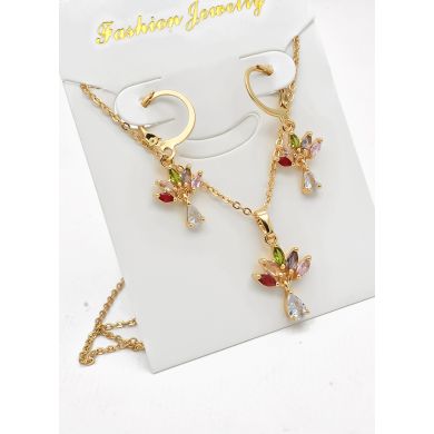 SET DE COLLAR Y DIJE EN RODIO CON MICROCIRCIONES/XUPING