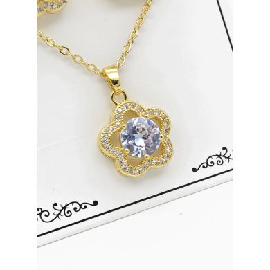 SET DE COLLAR Y DIJE EN RODIO CON MICROCIRCIONES/XUPING