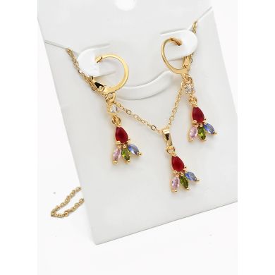 SET DE COLLAR Y DIJE EN RODIO CON MICROCIRCIONES/XUPING