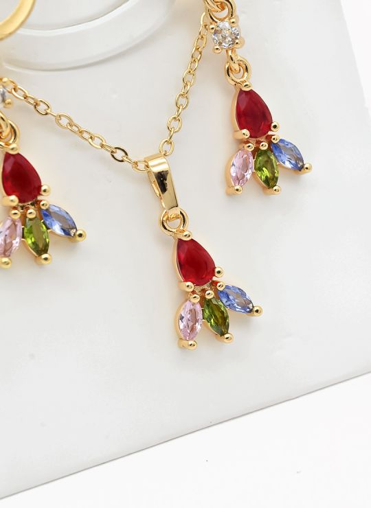 SET DE COLLAR Y DIJE EN RODIO CON MICROCIRCIONES/XUPING