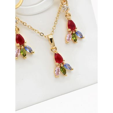 SET DE COLLAR Y DIJE EN RODIO CON MICROCIRCIONES/XUPING