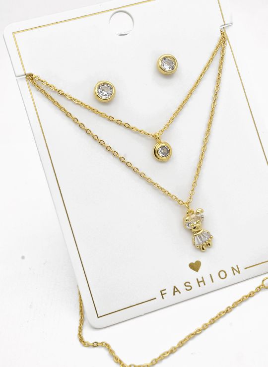 SET DE COLLAR Y DIJE EN RODIO CON MICROCIRCIONES/XUPING