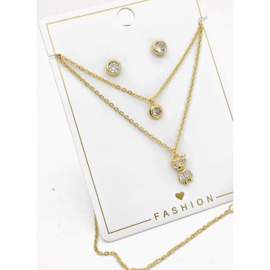 SET DE COLLAR Y DIJE EN RODIO CON MICROCIRCIONES/XUPING