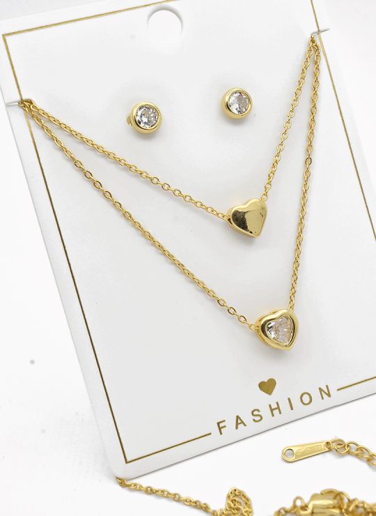 SET DE COLLAR Y DIJE EN RODIO CON MICROCIRCIONES/XUPING