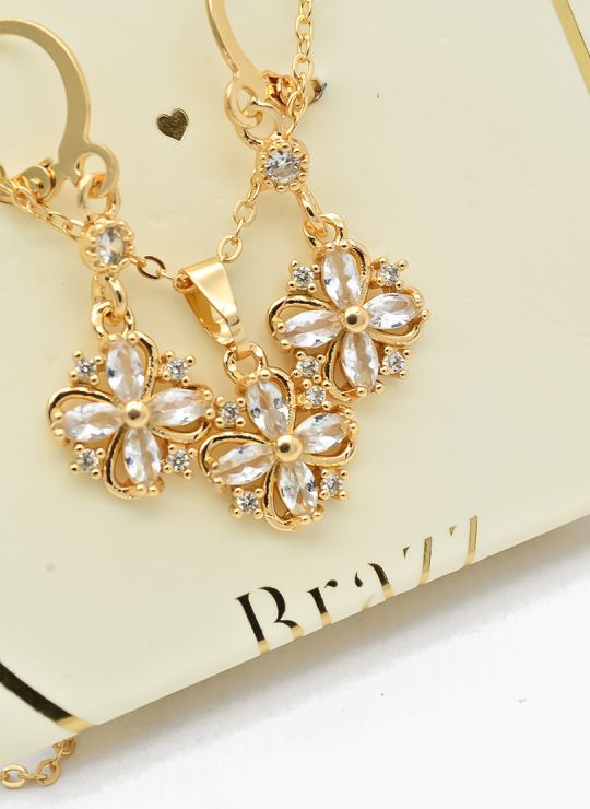 SET DE COLLAR Y DIJE EN RODIO CON MICROCIRCIONES/XUPING