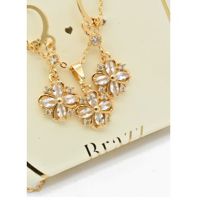 SET DE COLLAR Y DIJE EN RODIO CON MICROCIRCIONES/XUPING