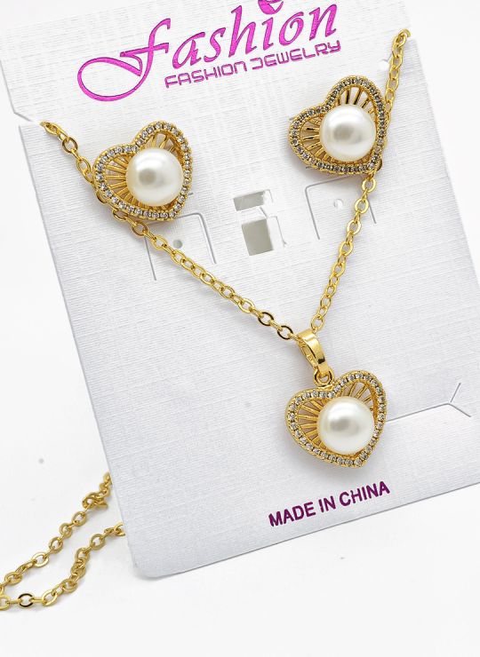 SET DE COLLAR Y DIJE EN RODIO CON MICROCIRCIONES/XUPING