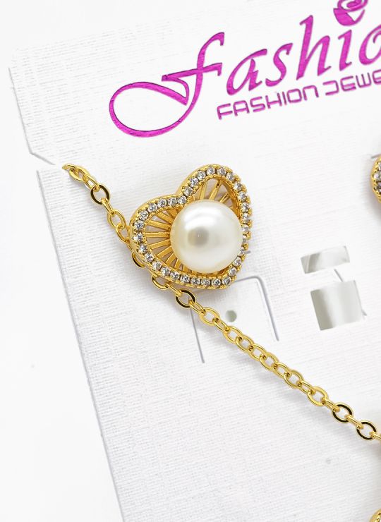 SET DE COLLAR Y DIJE EN RODIO CON MICROCIRCIONES/XUPING