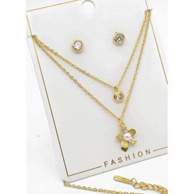 SET DE COLLAR Y DIJE EN RODIO CON MICROCIRCIONES/XUPING