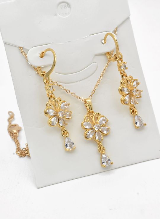 SET DE COLLAR Y DIJE EN RODIO CON MICROCIRCIONES/XUPING