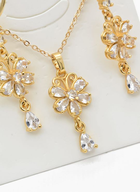 SET DE COLLAR Y DIJE EN RODIO CON MICROCIRCIONES/XUPING