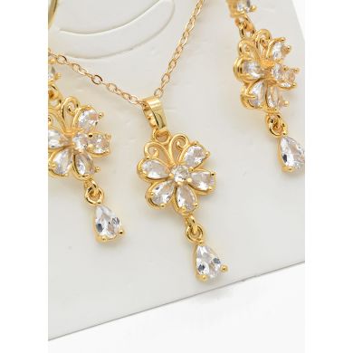 SET DE COLLAR Y DIJE EN RODIO CON MICROCIRCIONES/XUPING