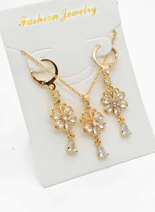 SET DE COLLAR Y DIJE EN RODIO CON MICROCIRCIONES/XUPING