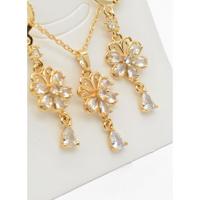 SET DE COLLAR Y DIJE EN RODIO CON MICROCIRCIONES/XUPING