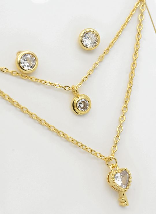 SET DE COLLAR Y DIJE EN RODIO CON MICROCIRCIONES/XUPING