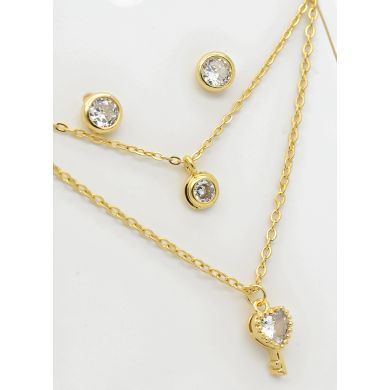 SET DE COLLAR Y DIJE EN RODIO CON MICROCIRCIONES/XUPING