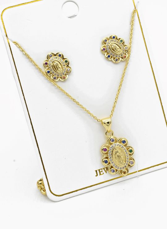 SET DE COLLAR Y DIJE EN RODIO CON MICROCIRCIONES/XUPING