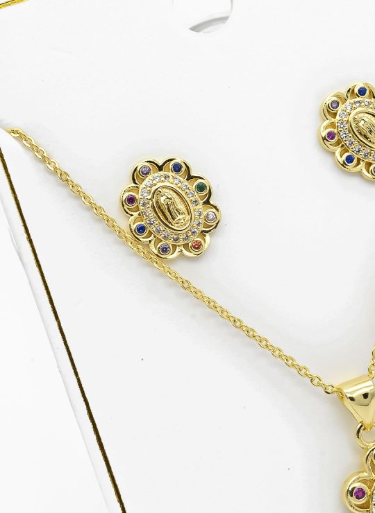 SET DE COLLAR Y DIJE EN RODIO CON MICROCIRCIONES/XUPING
