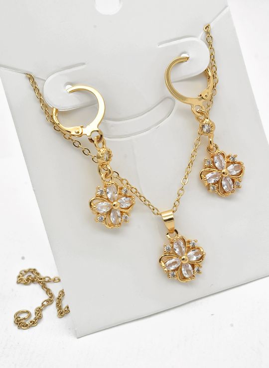 SET DE COLLAR Y DIJE EN RODIO CON MICROCIRCIONES/XUPING