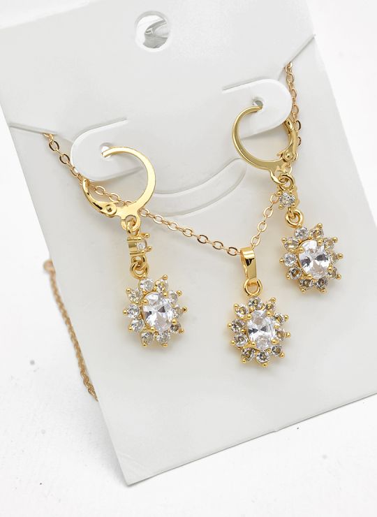 SET DE COLLAR Y DIJE EN RODIO CON MICROCIRCIONES/XUPING