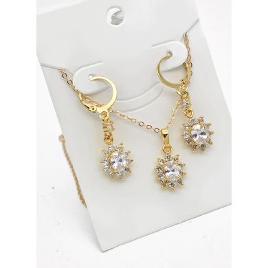 SET DE COLLAR Y DIJE EN RODIO CON MICROCIRCIONES/XUPING