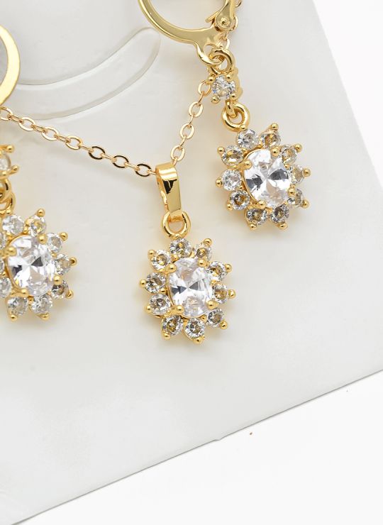 SET DE COLLAR Y DIJE EN RODIO CON MICROCIRCIONES/XUPING