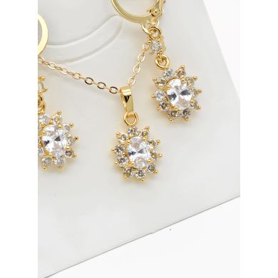 SET DE COLLAR Y DIJE EN RODIO CON MICROCIRCIONES/XUPING