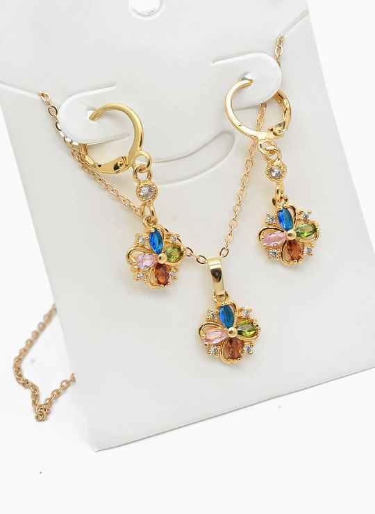 SET DE COLLAR Y DIJE EN RODIO CON MICROCIRCIONES/XUPING