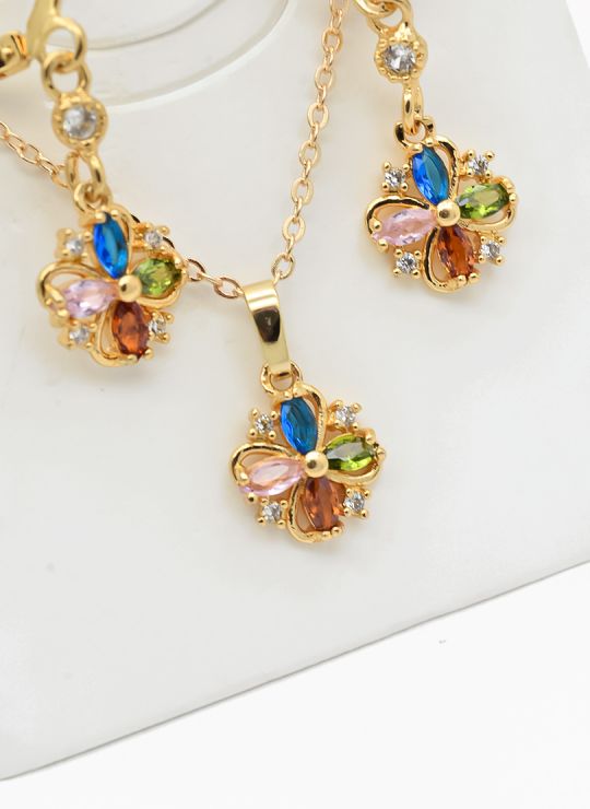SET DE COLLAR Y DIJE EN RODIO CON MICROCIRCIONES/XUPING