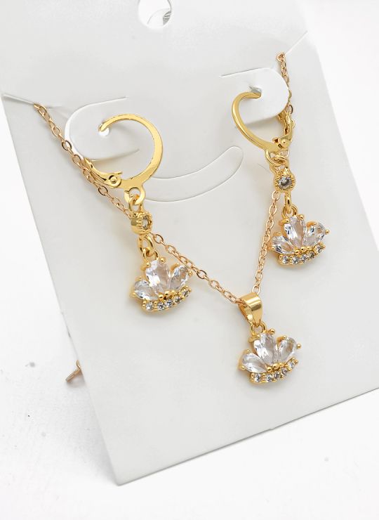SET DE COLLAR Y DIJE EN RODIO CON MICROCIRCIONES/XUPING