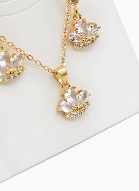 SET DE COLLAR Y DIJE EN RODIO CON MICROCIRCIONES/XUPING