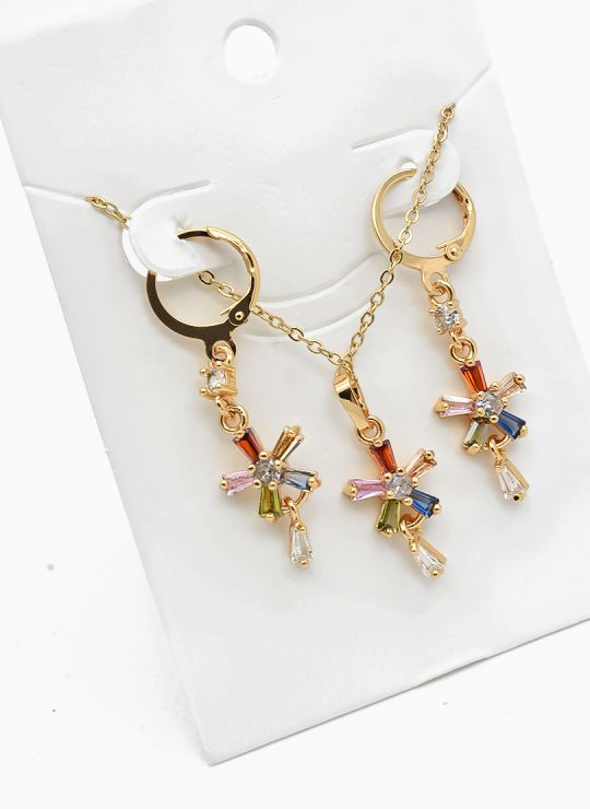 SET DE COLLAR Y DIJE EN RODIO CON MICROCIRCIONES/XUPING