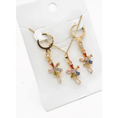 SET DE COLLAR Y DIJE EN RODIO CON MICROCIRCIONES/XUPING