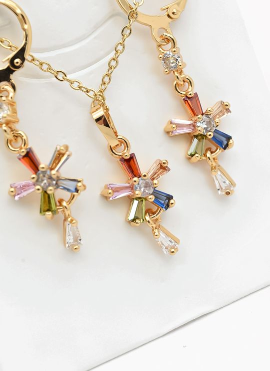 SET DE COLLAR Y DIJE EN RODIO CON MICROCIRCIONES/XUPING