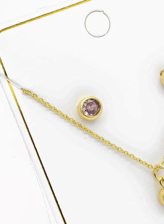 SET DE COLLAR Y DIJE EN RODIO CON MICROCIRCIONES/XUPING