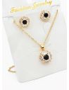 SET DE COLLAR Y DIJE EN RODIO CON MICROCIRCIONES