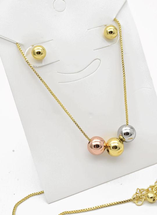 SET DE COLLAR Y DIJE EN RODIO CON MICROCIRCIONES