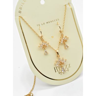 SET DE COLLAR Y DIJE EN RODIO CON MICROCIRCIONES