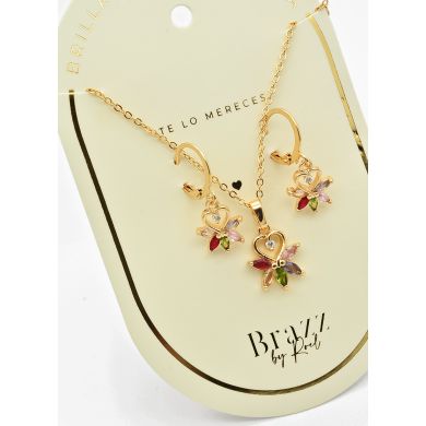 SET DE COLLAR Y DIJE EN RODIO CON MICROCIRCIONES