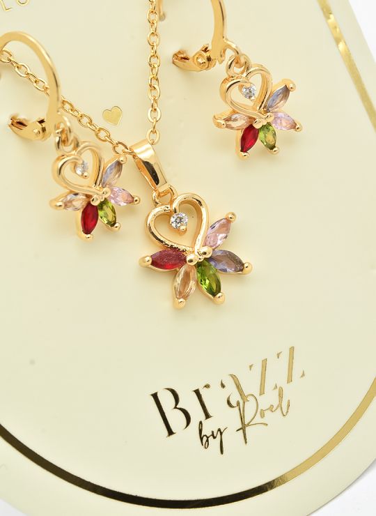 SET DE COLLAR Y DIJE EN RODIO CON MICROCIRCIONES